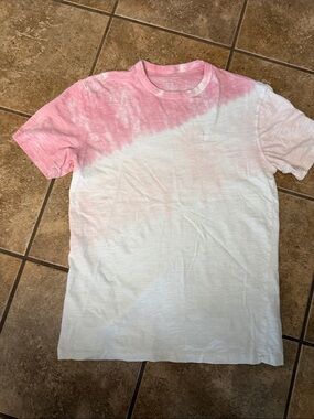 American Eagle Outfitters White Tee with Pink Dip-Dye